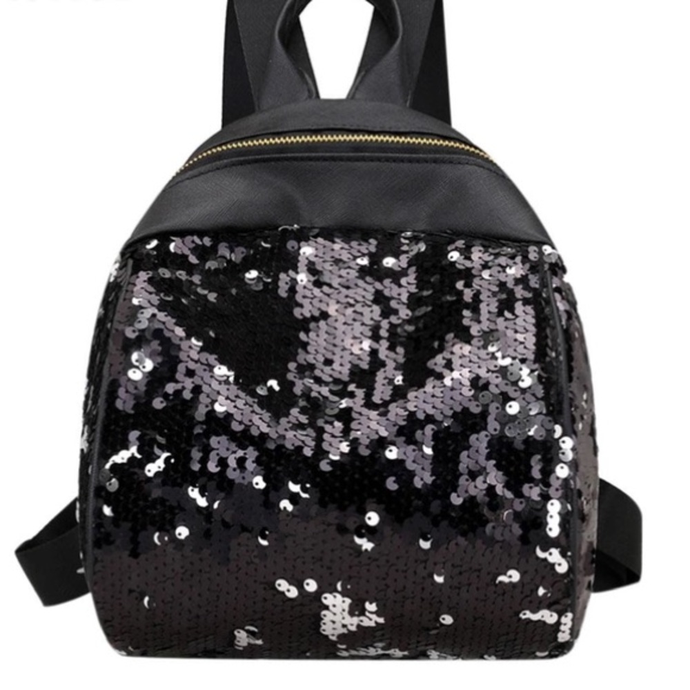 Black sequin backpack Coachella rave festival Edc